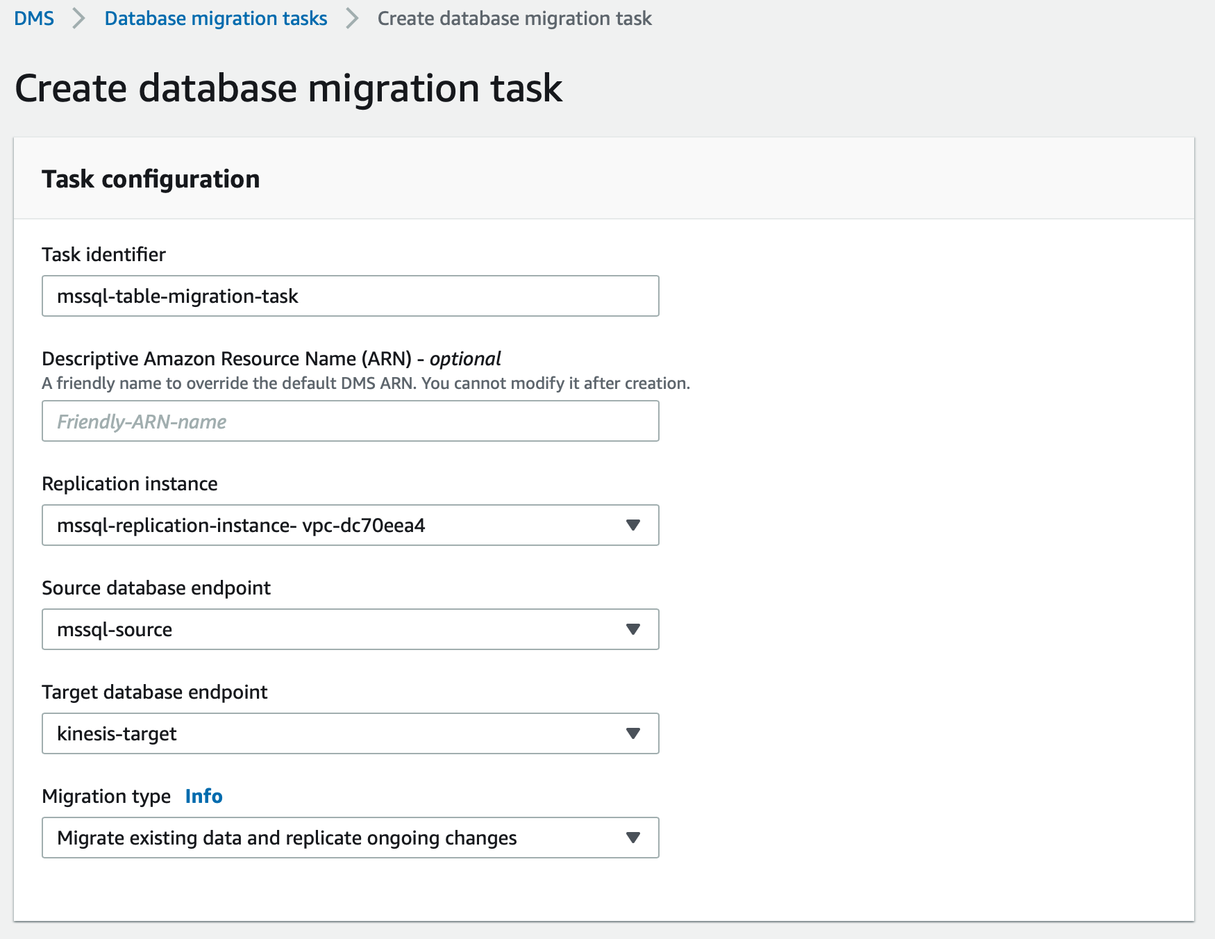 Microsoft SQL Server Migration Task